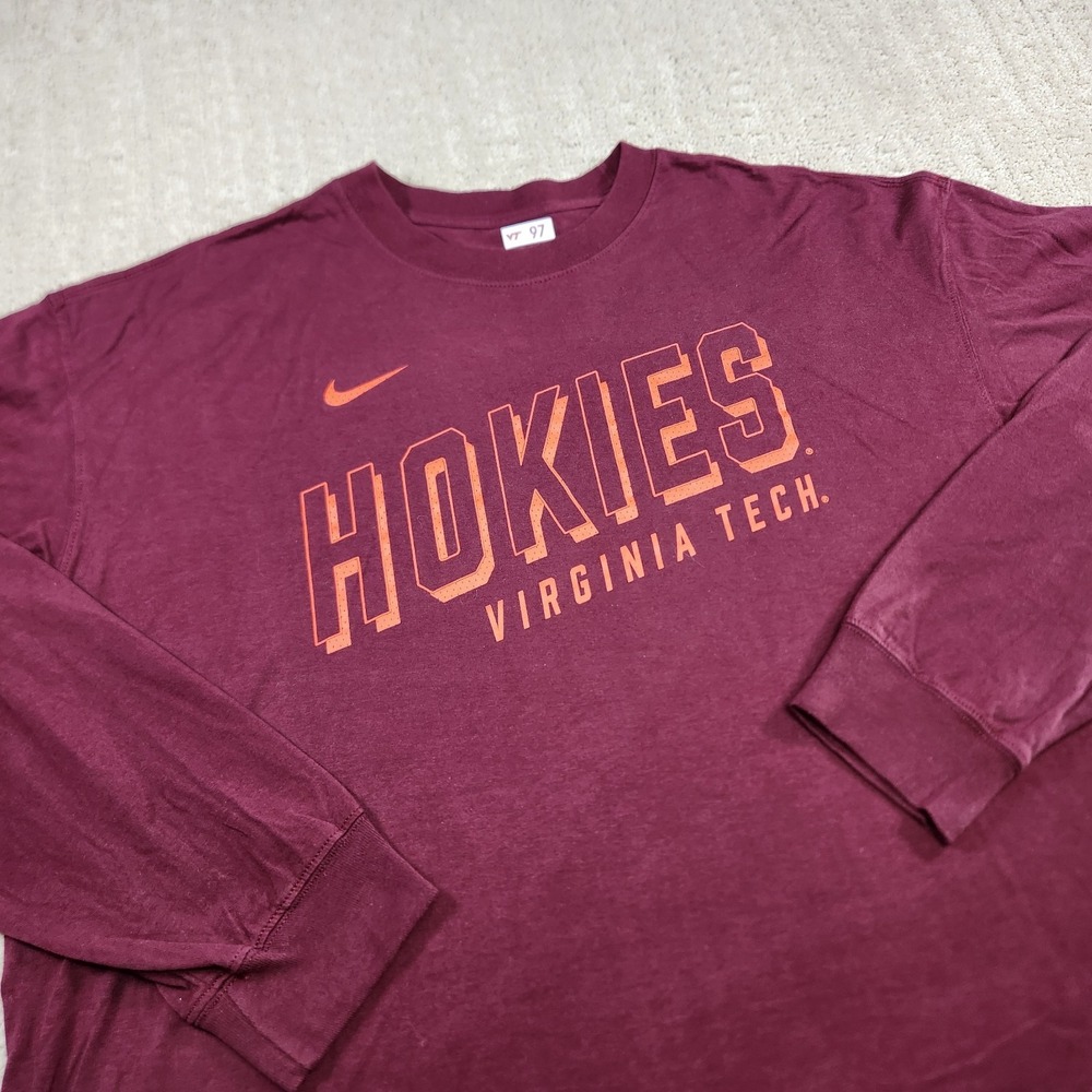 Virginia Tech Hokies Shirt Men Large Player Issue Nike 100% Cotton Loose Fit